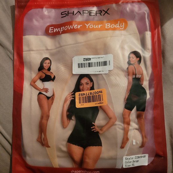 New SHAPERX High Waist Shorts Tummy Control Butt Enhancer, Beige, sz XL - Picture 4 of 7